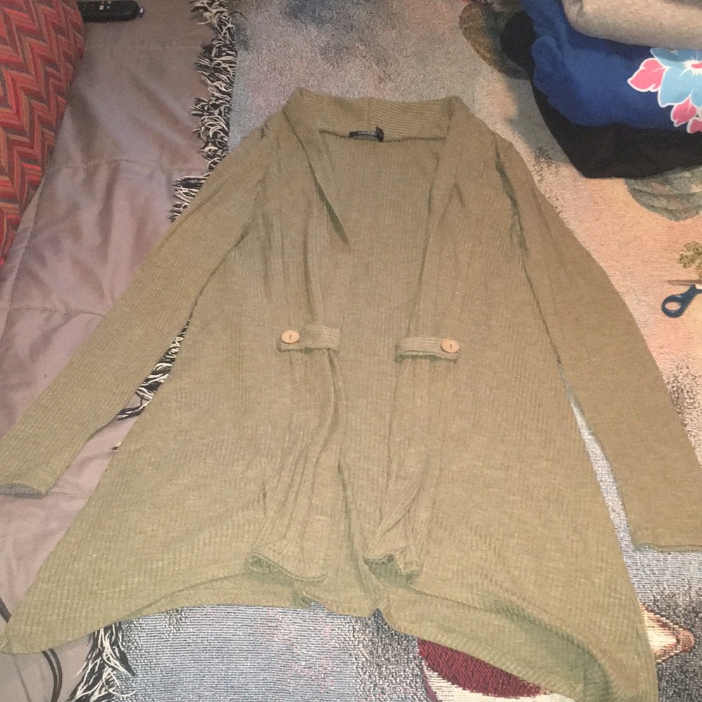 Olive Open-Front Women’s Cardigan Sweater